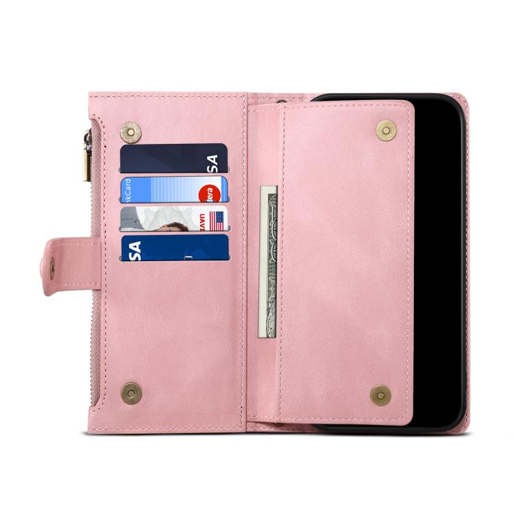 Estuche de Cuero Eseble para iPhone 16E con Tapa Rfid Esmerilado Retro (Oro Rosa)