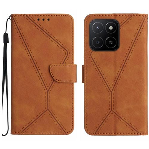 Funda de Cuero con Relieve y Costuras para Honor X8C 4G (Marrón)