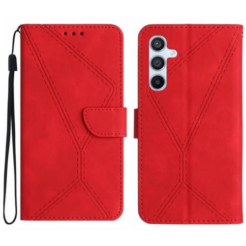 Funda para Teléfono Samsung Galaxy M15 5G Cuero con Costuras En Relieve (Rojo)
