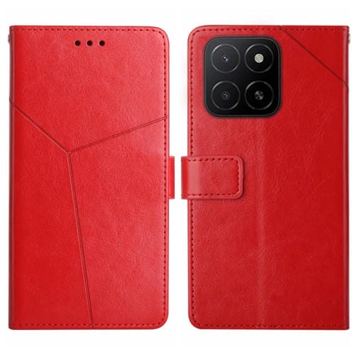 Funda de Cuero con Tapa y Patrón en Forma de Y para Honor X5B 4G / X5B Plus 4G (Rojo)