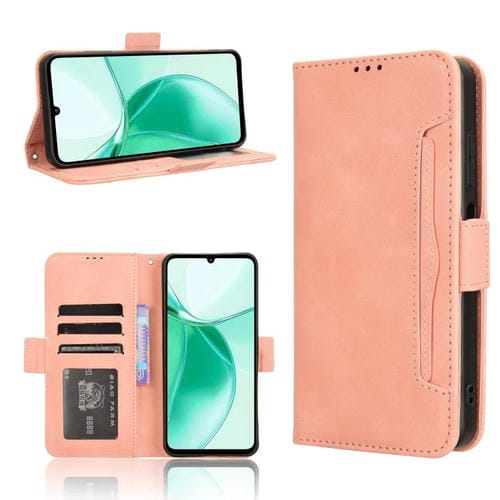 Funda de Piel Textura de Becerro con Ranuras para Tarjetas para ZTE Blade A35 (Rosa)