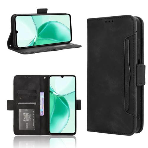 Funda de Piel Textura de Becerro con Ranuras para Tarjetas para ZTE Blade A35 (Negra)