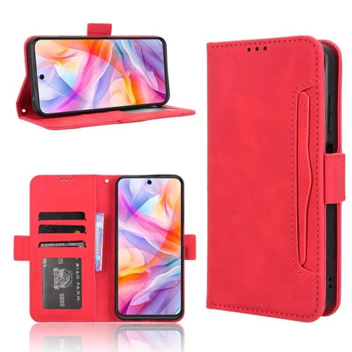 Funda de Piel Sintética para ZTE Blade V70 4G con Ranuras para Tarjetas (Roja)