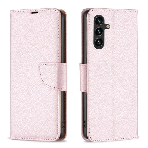 Funda de Cuero Flip para Samsung Galaxy A35 Litchi Texture Pure Color (Oro Rosa)