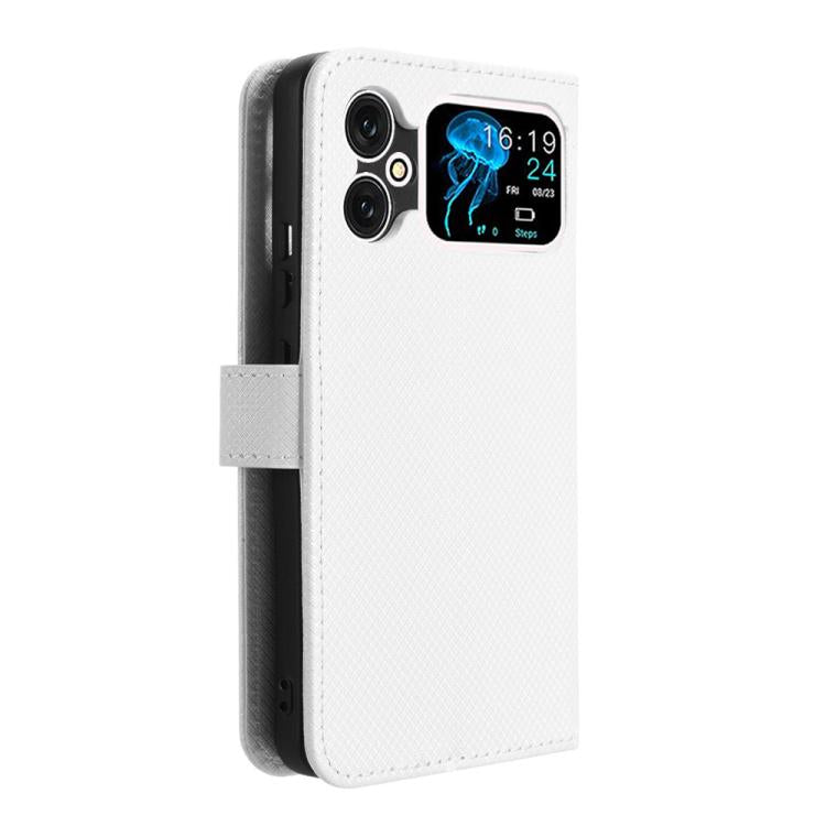 Funda de Cuero Textura de Diamante para Cubot A20 (Blanca)