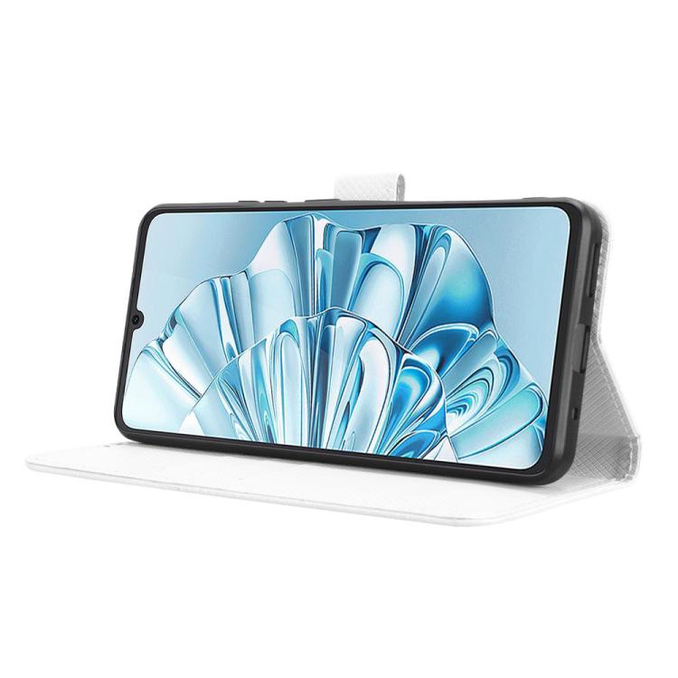 Funda de Cuero Textura de Diamante para Cubot A20 (Blanca)