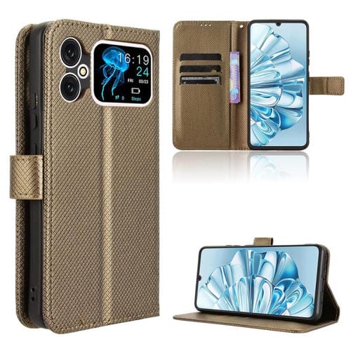 Funda de Cuero para Cubot A20 con Textura de Diamante (Marrón)