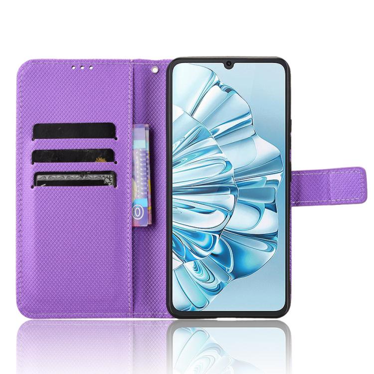Funda de Cuero para Cubot A20 con Textura de Diamante (Morado)