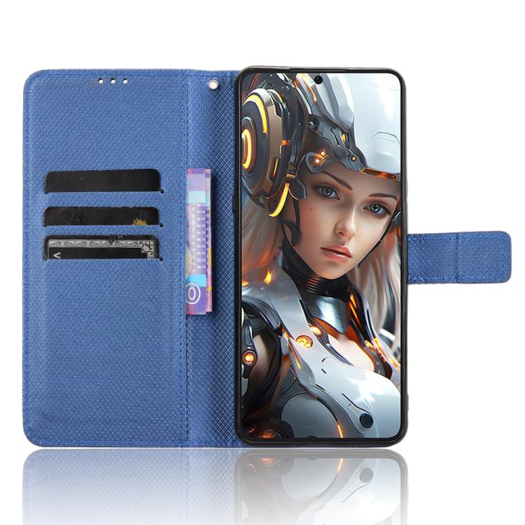 Funda de Cuero con Textura de Diamante para Cubot Max 5 (Azul)