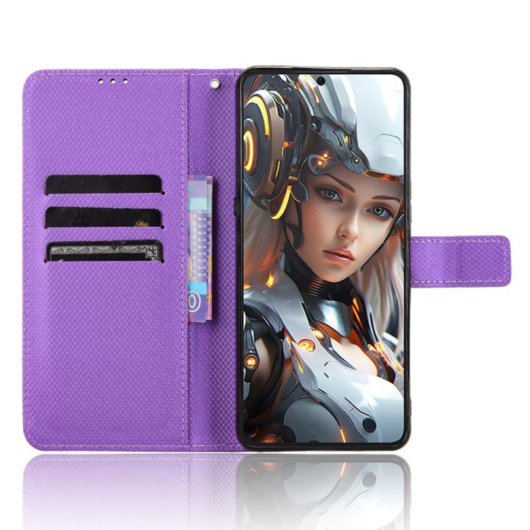 Funda de Cuero con Textura de Diamante para Cubot Max 5 (Morado)