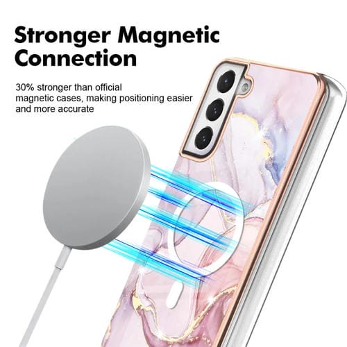 Caja de Teléfono Samsung Galaxy S21 FE 5G Patrón de Mármol Imd Magsafe TPU Doble Cara (Oro Rosa)