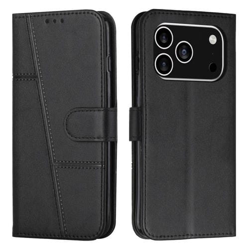 Funda de piel con hebilla y textura de becerro para iPhone 17 Pro (negra)