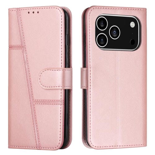 Funda de piel con hebilla y textura de becerro para iPhone 17 Pro (oro rosa)
