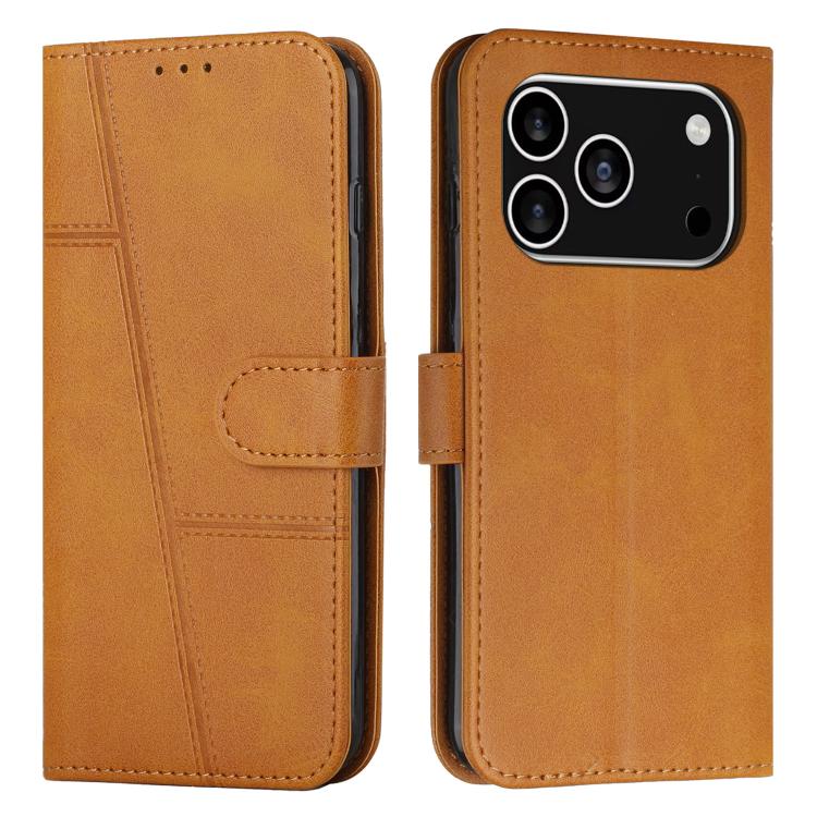 Funda de piel con textura de becerro y hebilla para iPhone 17 Pro (amarilla)