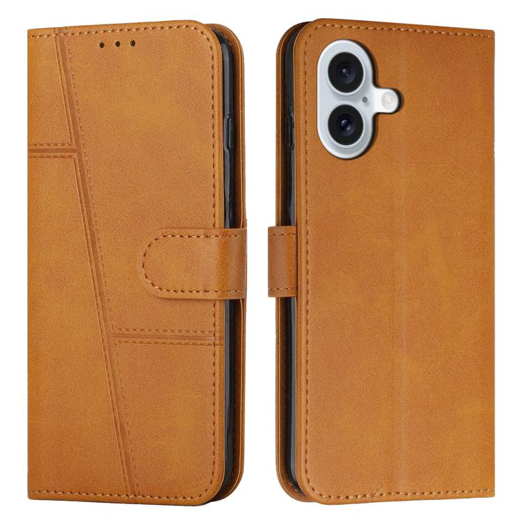 Funda de piel con textura de becerro y hebilla para iPhone 17 (amarilla)