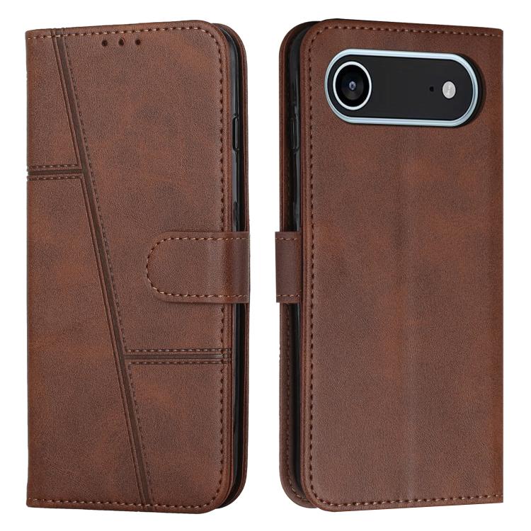 Funda de piel con hebilla y textura de becerro para iPhone 17 Air (marrón)