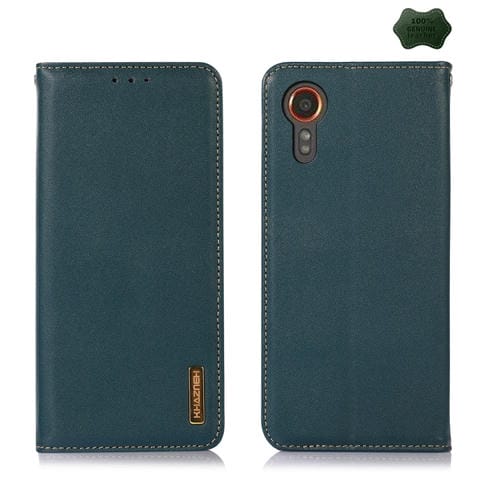 Funda para Teléfono Samsung Galaxy Xcover 7 Khazneh Nappa Cuero de Vaca con Capa Superior (Verde)