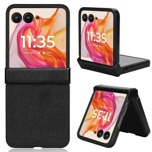 Funda para Teléfono Motorola Razr 50 Ultra con Textura de Piel de Arena (Negra)