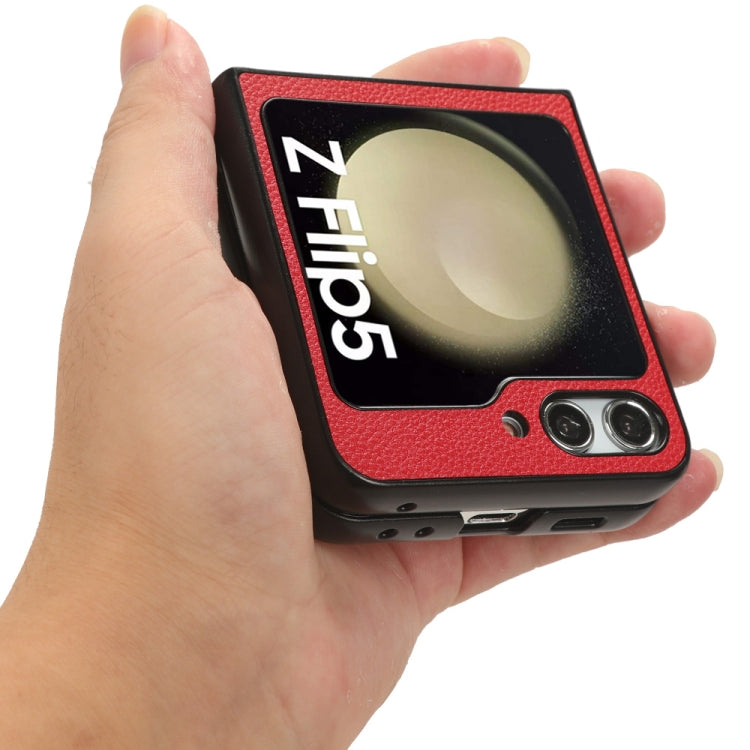 Contraportada para Samsung Galaxy Z Flip5 Litchi Textura Caja del Teléfono (Rojo)