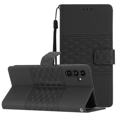 Funda para Samsung Galaxy A35 5G Cuero Sensación Piel Relieve Diamante (Negro)