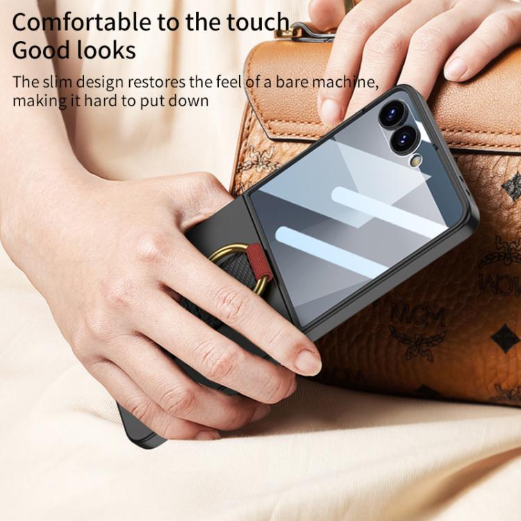Funda ultrafina GKK integrada a prueba de golpes con correa de muñeca y anillo para Samsung Galaxy Z Flip7 5G (verde)