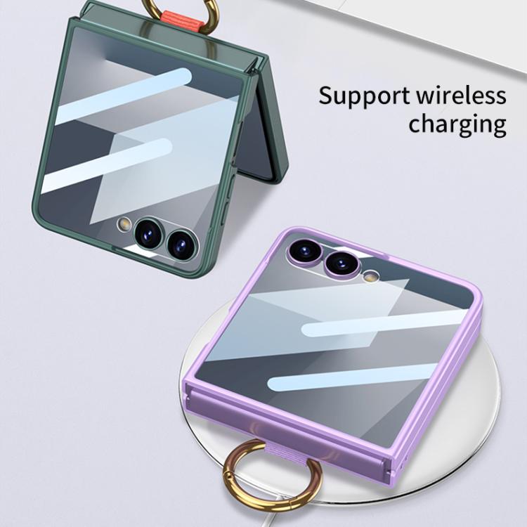 Funda ultrafina GKK integrada a prueba de golpes con correa de muñeca y anillo para Samsung Galaxy Z Flip7 5G (verde)