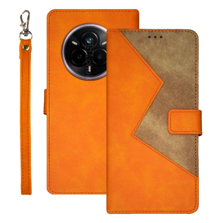Funda de Cuero Bicolor para Realme 14 Pro 5G (Naranja)