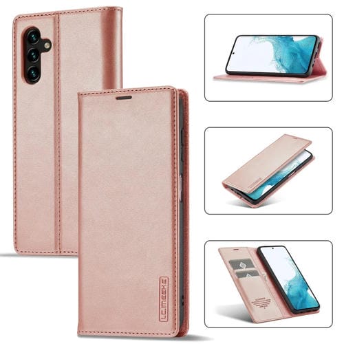 Funda para Teléfono Samsung Galaxy A55 5G Lc.Imeeke Cuero Microfibra Magnetismo Fuerte (Oro Rosa)