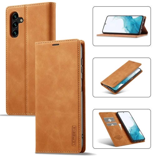 Funda para Teléfono Samsung Galaxy A55 5G Lc.Imeeke Cuero Microfibra Magnetismo Fuerte (Marrón)
