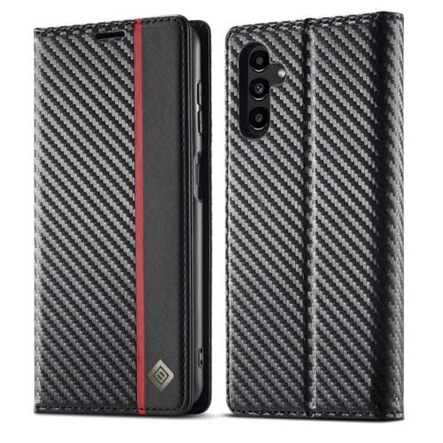 Funda para Samsung Galaxy A35 5G Lc.Imeeke Cuero con Fibra de Carbono (Negro)