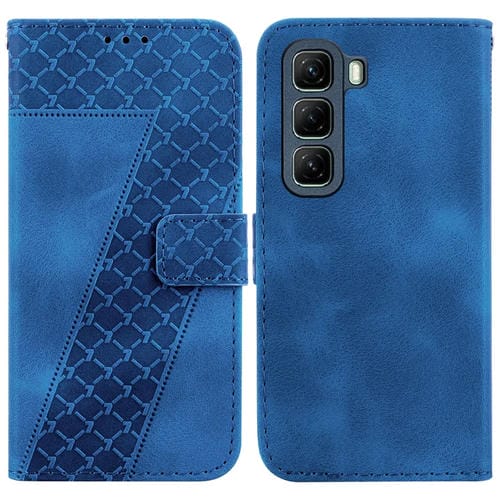 Funda de Cuero con Relieve en Forma de Siete para Infinix Hot 50 4G (Azul)
