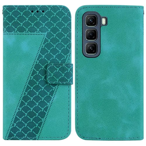 Funda de Cuero con Relieve en Forma de Siete para Infinix Hot 50 5G (Verde)