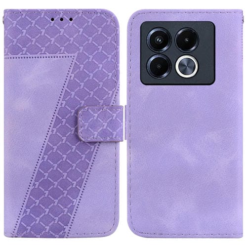 Funda de Cuero con Relieve en Forma de Siete para Infinix Note 40 5G (Morado)