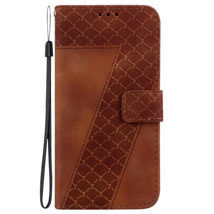 Funda de cuero con relieve de siete formas para Infinix Hot 50 Pro 4G (marrón)