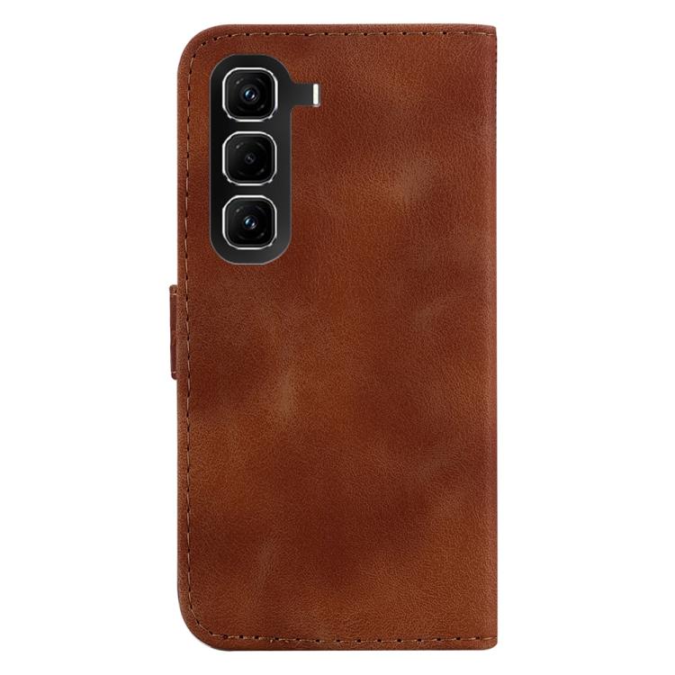 Funda de cuero con relieve de siete formas para Infinix Hot 50 Pro 4G (marrón)