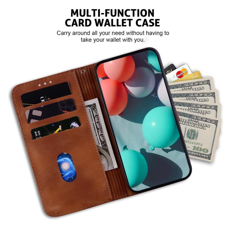Funda de cuero con relieve de siete formas para Infinix Hot 50 Pro 4G (marrón)