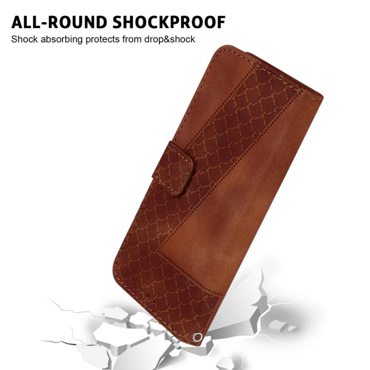 Funda de cuero con relieve de siete formas para Infinix Hot 50 Pro 4G (marrón)
