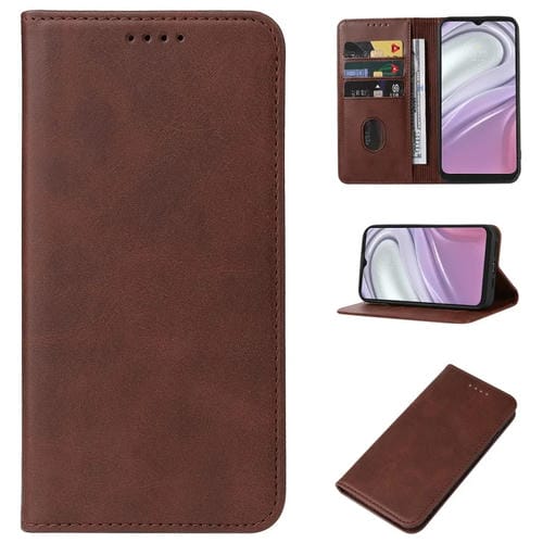 Funda de Cuero para Motorola Moto G20 con Cierre Magnético (Marrón)