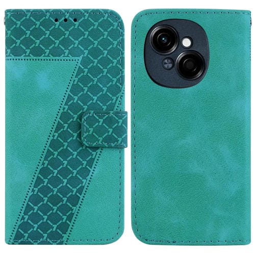 Funda de Cuero con Relieve en Forma de Siete para Tecno Spark Go 1 y Pop 9 Pro (Verde)
