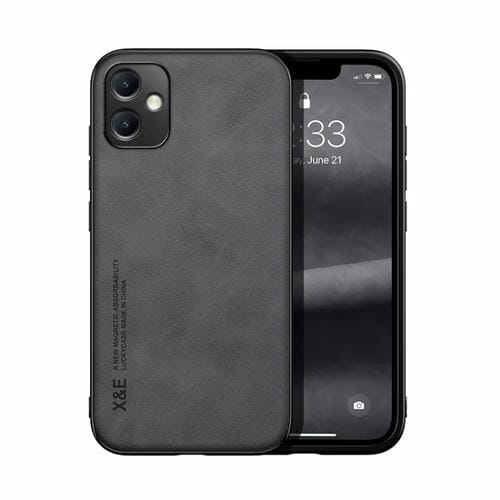 Funda para teléfono Samsung Galaxy A05 Skin Feel con Parte Trasera de Cuero Magnético (Gris Oscuro)