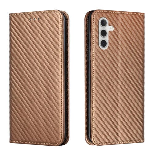 Funda para Samsung Galaxy A05S Cuero Soporte Textura Fibra de Carbono (Marrón)