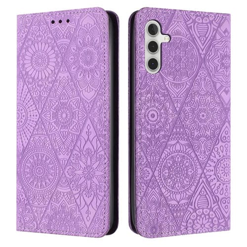Funda de Teléfono Samsung Galaxy A35 Cuero Adsorción Relieve Étnico (Púrpura)