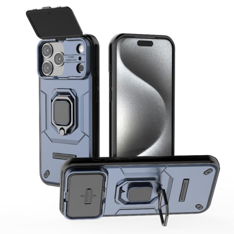 Funda deslizante Camshield de TPU + PC a prueba de golpes con soporte para iPhone 17 Pro Max (azul)