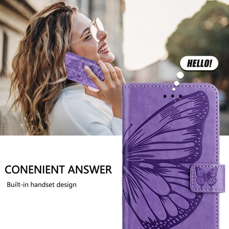 Funda de piel con diseño de mariposa en relieve para Samsung Galaxy A07 4G (morado oscuro)