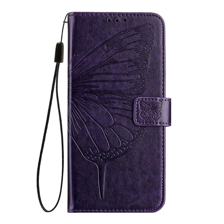 Funda de piel con diseño de mariposa en relieve para Samsung Galaxy A17 5G (morado oscuro)
