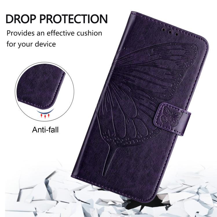 Funda de piel con diseño de mariposa en relieve para Samsung Galaxy A17 5G (morado oscuro)