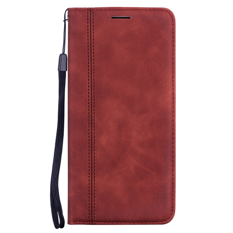 Estuche de Cuero Pu Samsung Galaxy J7 J730 (Eu) Tapa Horizontal Magnética Soporte Ranura Tarjeta Cordón (Marrón)