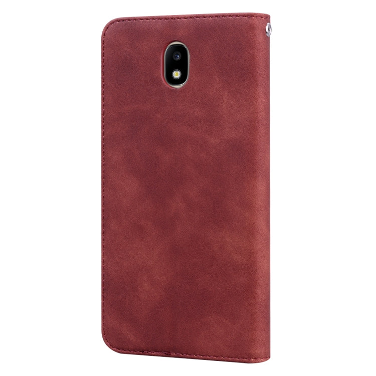 Estuche de Cuero Pu Samsung Galaxy J7 J730 (Eu) Tapa Horizontal Magnética Soporte Ranura Tarjeta Cordón (Marrón)