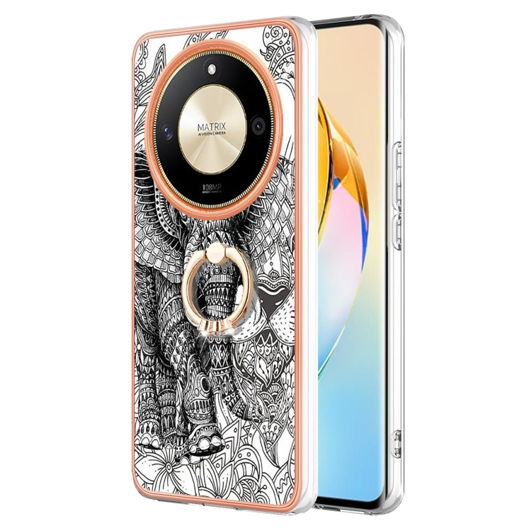 Estuche para Honor X9B con IMD Doble Cara, Galvanoplastia y Soporte para Anillo (Elefante Tótem)