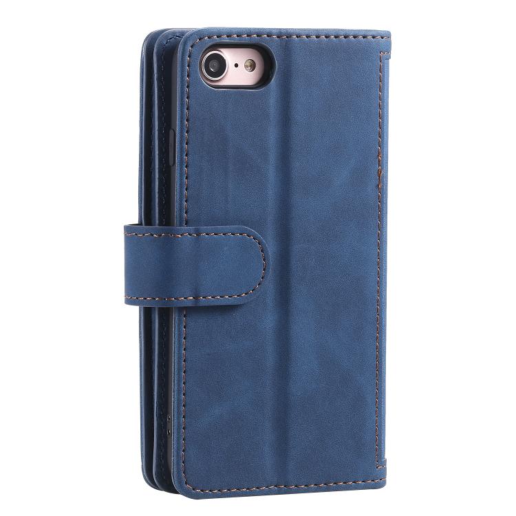 Funda de Cuero con Cremallera y Cordón para iPhone 16E (Azul)